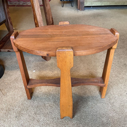 Round Wood Rustic Side Table