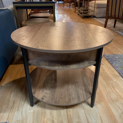 Round Wood + Metal Lift Top Coffee Table