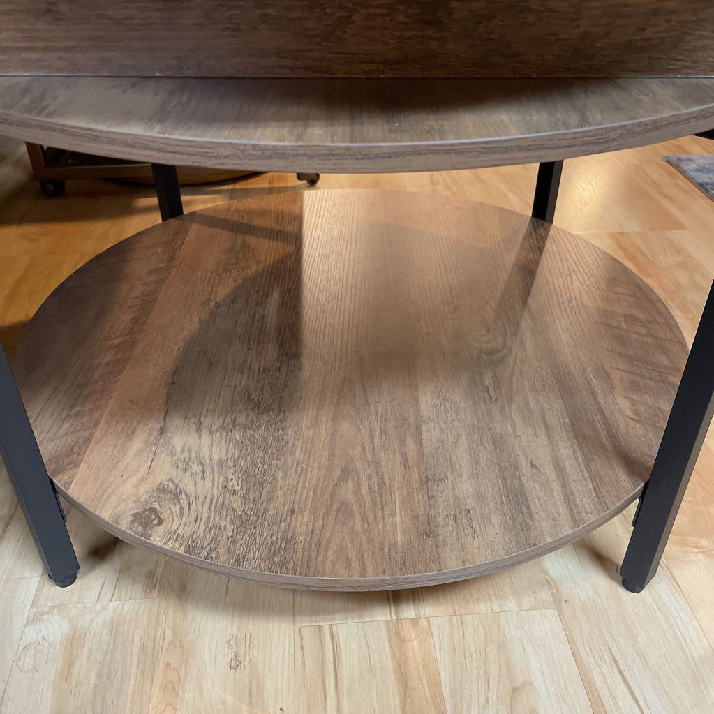 Round Wood + Metal Lift Top Coffee Table