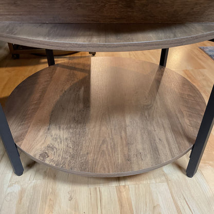 Round Wood + Metal Lift Top Coffee Table