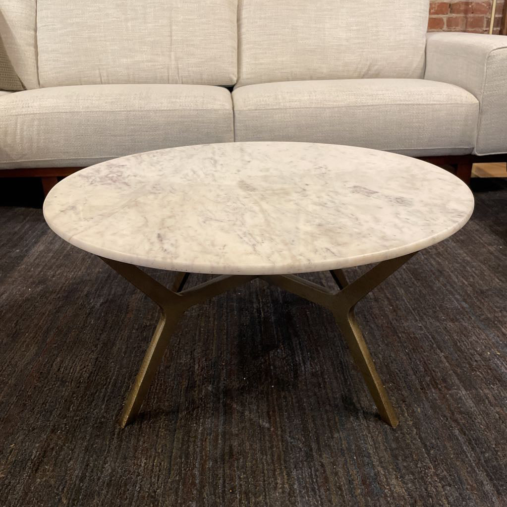 Round Marble Top Coffee Table w/ Metal Legs