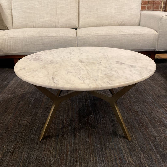 Round Marble Top Coffee Table w/ Metal Legs