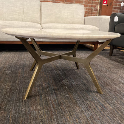 Round Marble Top Coffee Table w/ Metal Legs