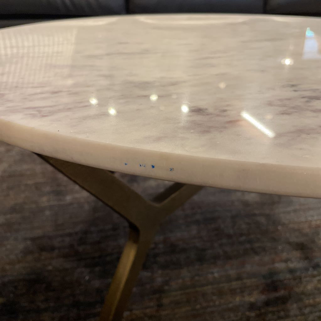 Round Marble Top Coffee Table w/ Metal Legs