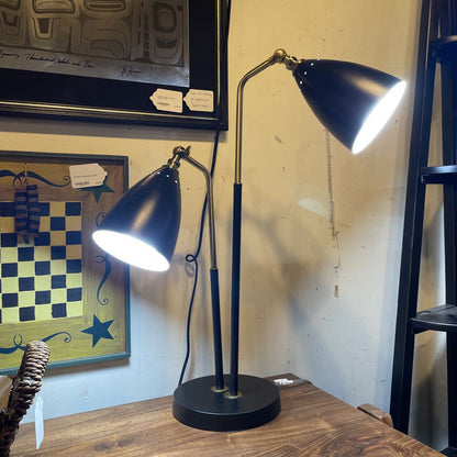 Black & Matte Gold 2 Bullet Light Desk Lamp