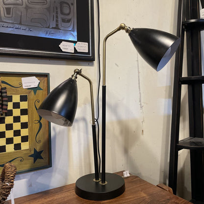 Black & Matte Gold 2 Bullet Light Desk Lamp