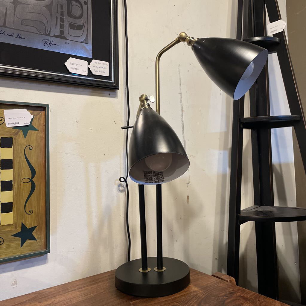 Black & Matte Gold 2 Bullet Light Desk Lamp