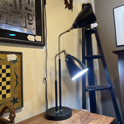 Black & Matte Gold 2 Bullet Light Desk Lamp