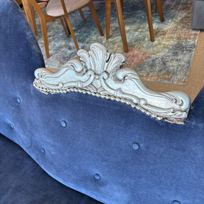 Louis XV Style Blue Velvet Sofa