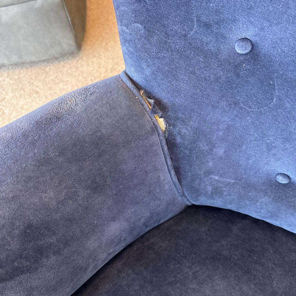 Louis XV Style Blue Velvet Sofa