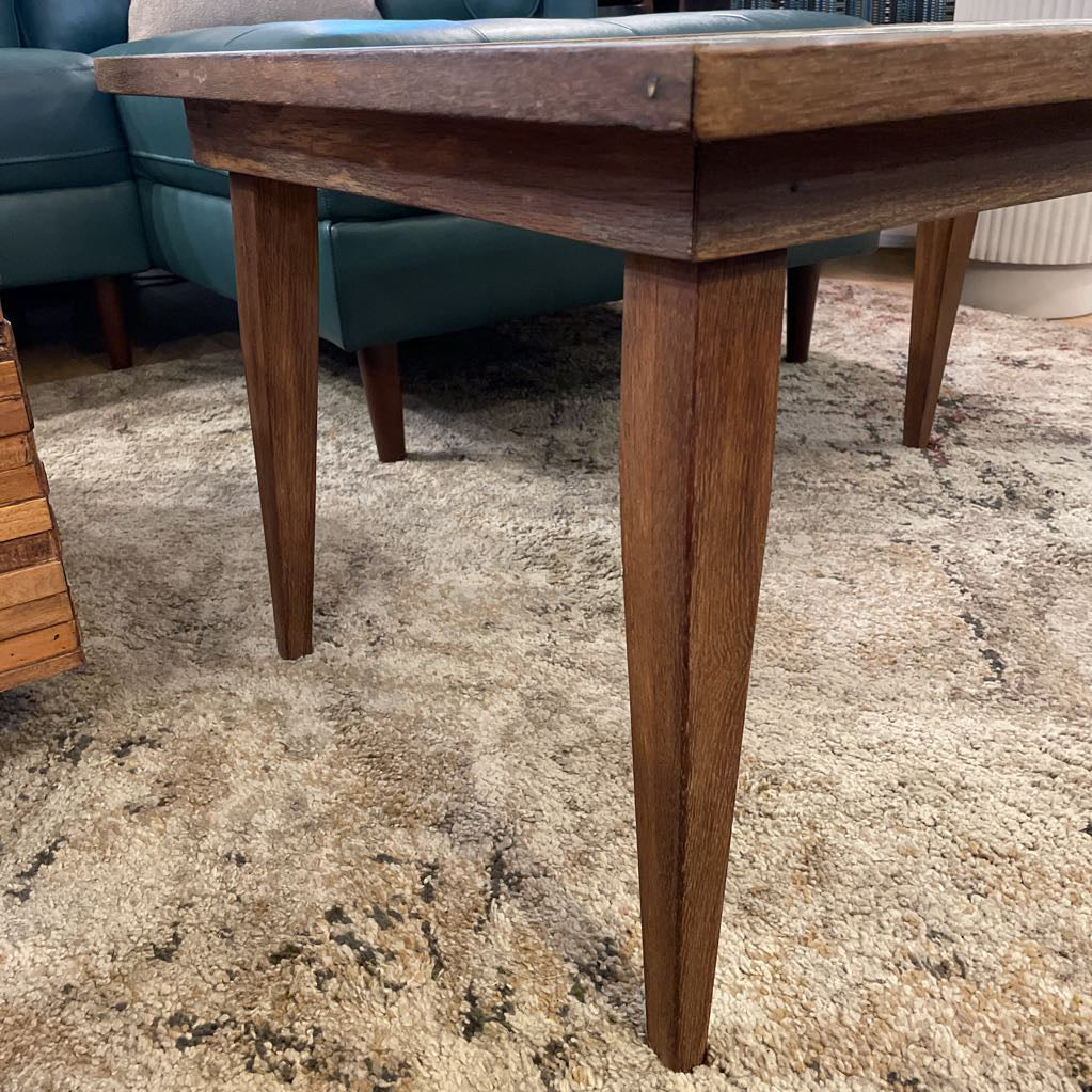 Family In Park Tile Scene Oak Coffee Table