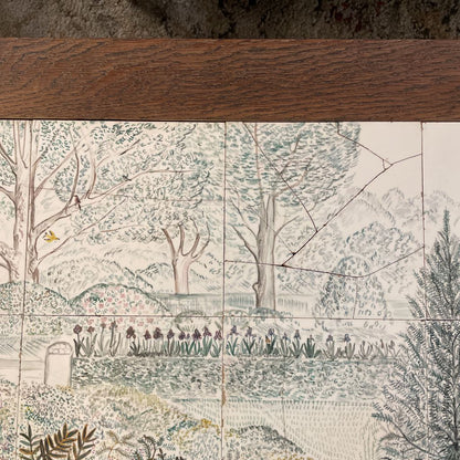 Family In Park Tile Scene Oak Coffee Table