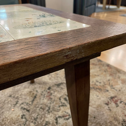 Family In Park Tile Scene Oak Coffee Table