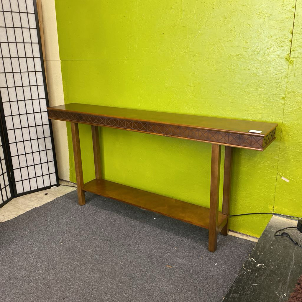 Carved Geometric Pattern Extra-Long Console Table (AS IS)