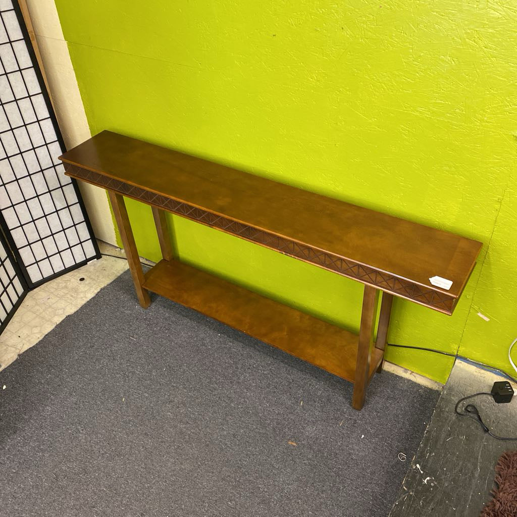 Carved Geometric Pattern Extra-Long Console Table (AS IS)