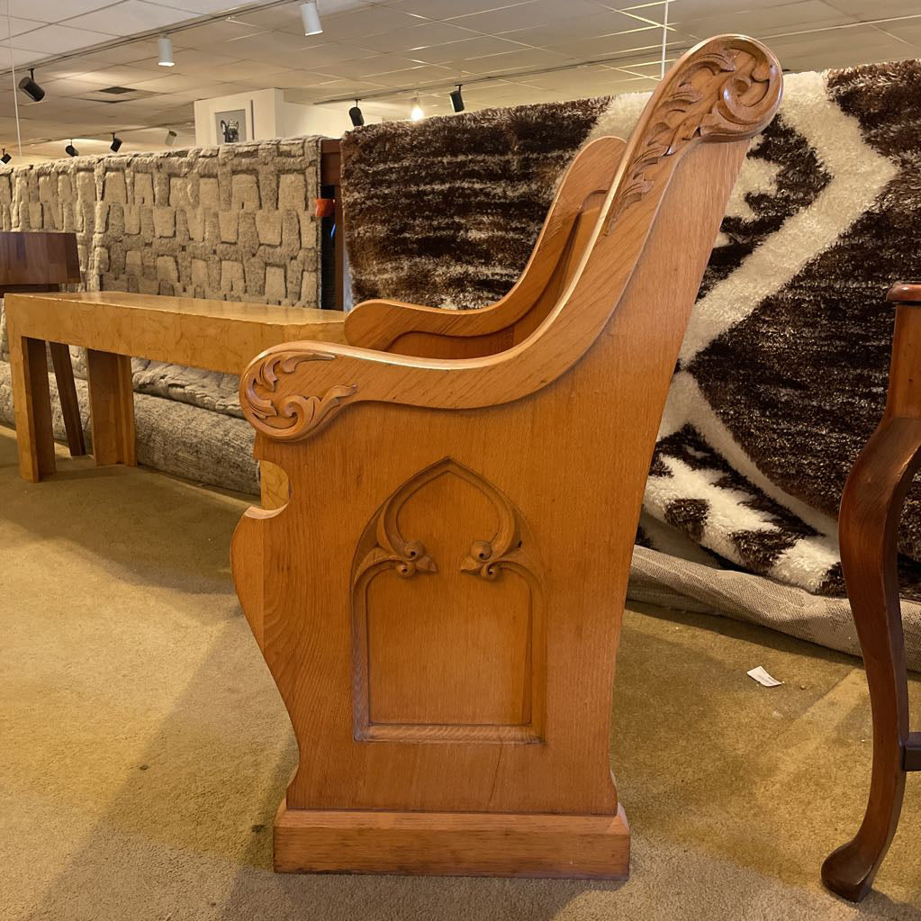 Sloped Arm Red Upholstry Church Pew/Bench