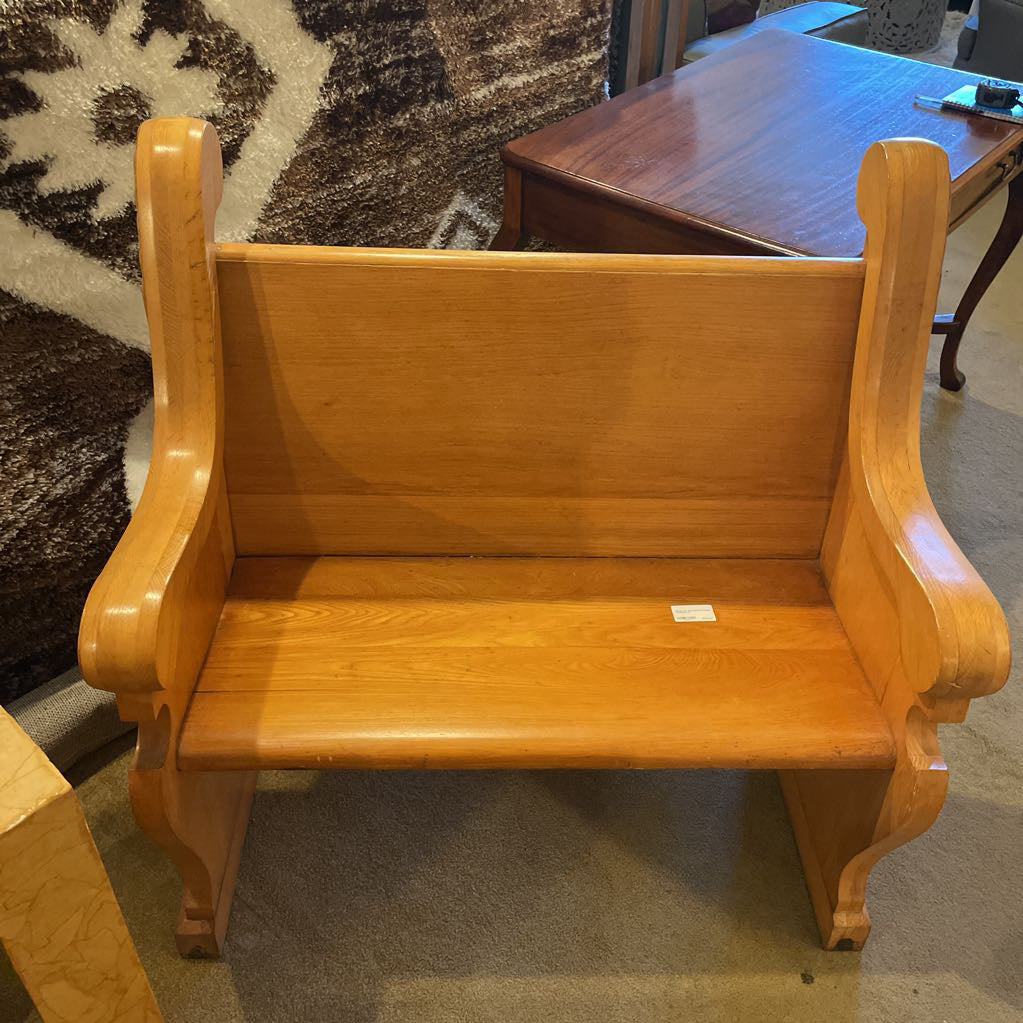 Sloped Arm Red Upholstry Church Pew/Bench