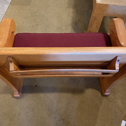 Sloped Arm Red Upholstry Church Pew/Bench