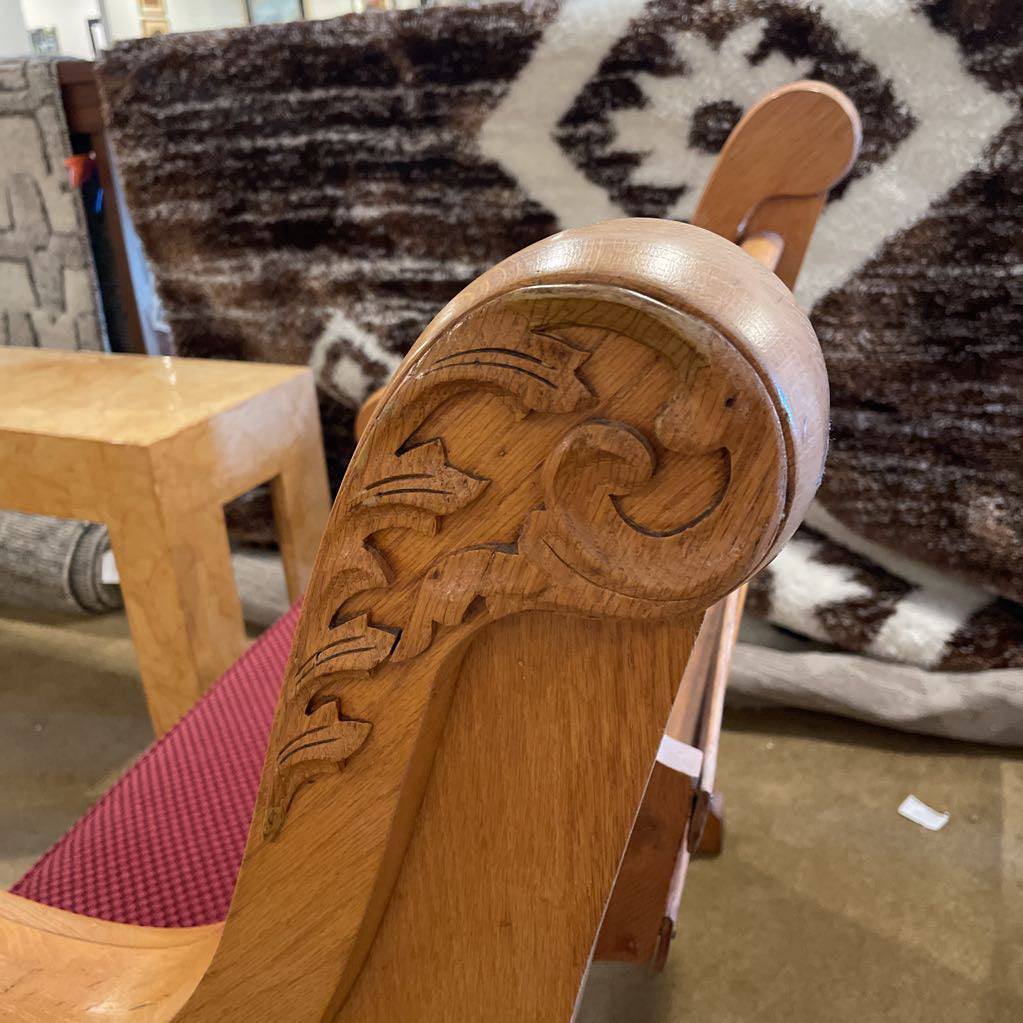Sloped Arm Red Upholstry Church Pew/Bench