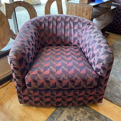Purple Patterned Swivel Accent Chair
