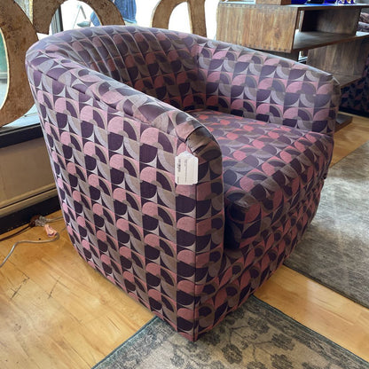Purple Patterned Swivel Accent Chair