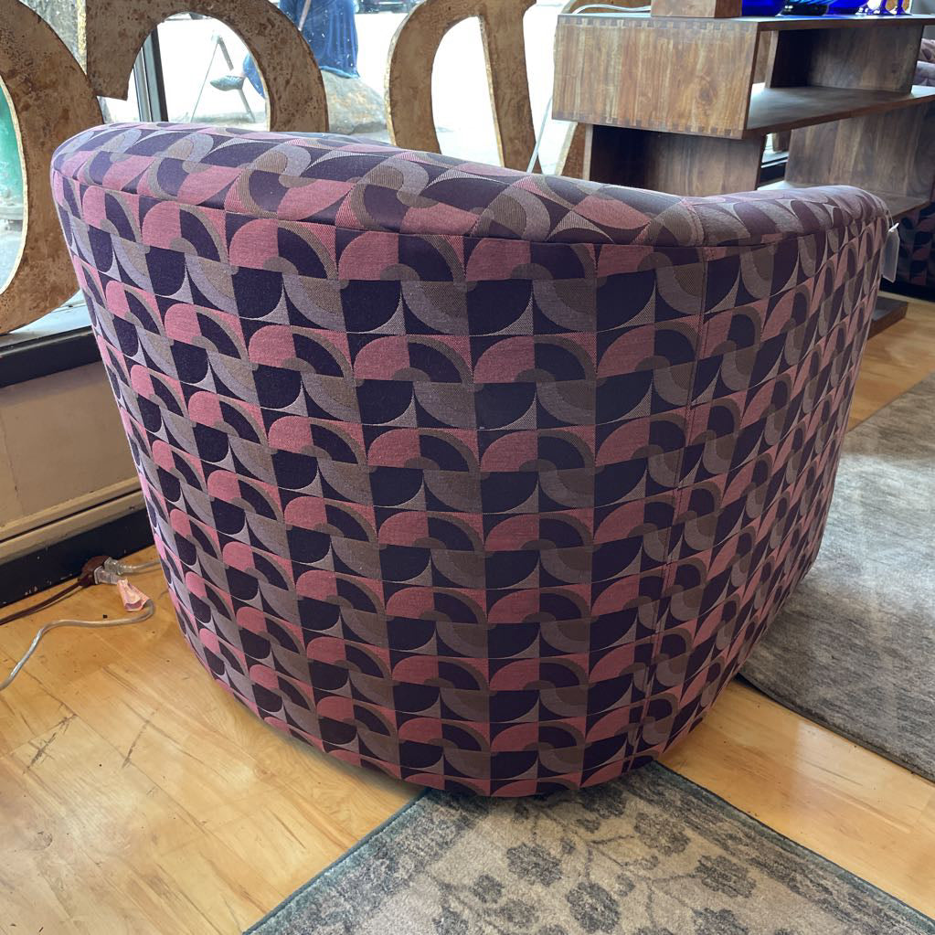 Purple Patterned Swivel Accent Chair