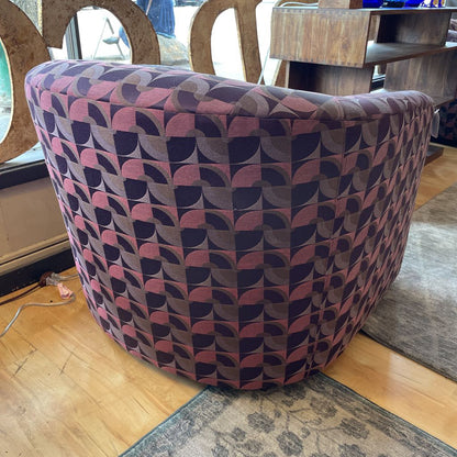Purple Patterned Swivel Accent Chair