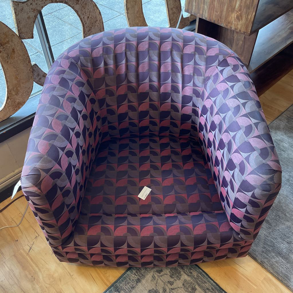 Purple Patterned Swivel Accent Chair