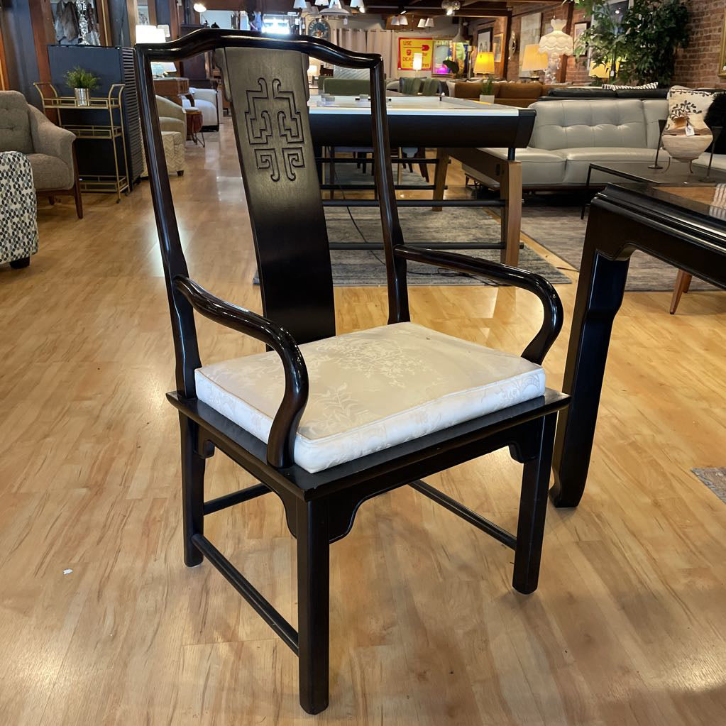 Chin Hua Burl Wood and Black Lacquer Dining Table w/ 8 Chairs SET