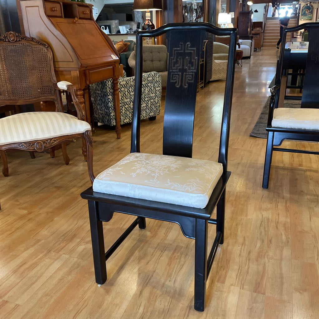 Chin Hua Burl Wood and Black Lacquer Dining Table w/ 8 Chairs SET