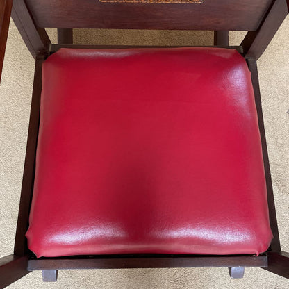Antique Oak Cane Back Vinyl Seat Rocking Chair