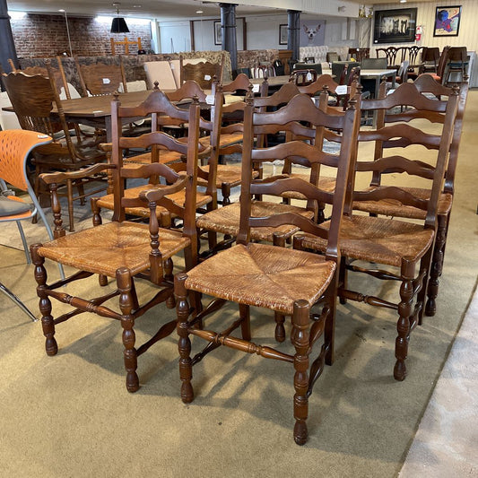 French Country Woven Seat Dining Chairs SET of 8