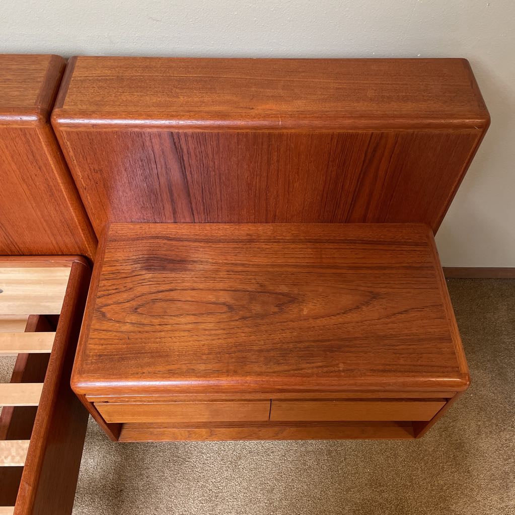 MCM Floating Queen Bed Frame with Built-In Nightstands C NIGHTSTANDS