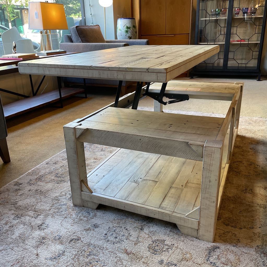 Rustic White Wash Lift Top Coffee Table C COFFEE TABLES
