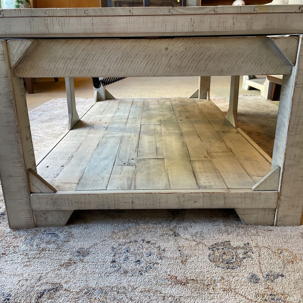 Rustic White Wash Lift Top Coffee Table C COFFEE TABLES