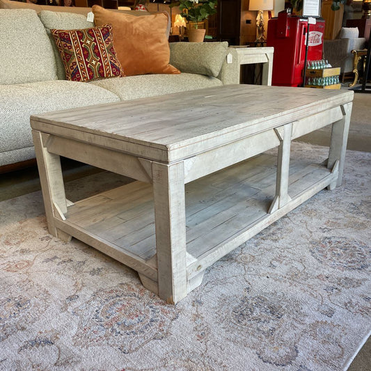 Rustic White Wash Lift Top Coffee Table C COFFEE TABLES