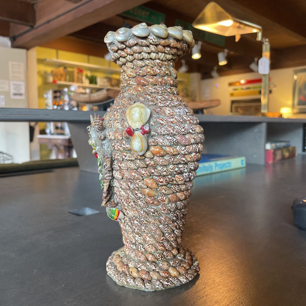 Asian Shell Vase with Dragon