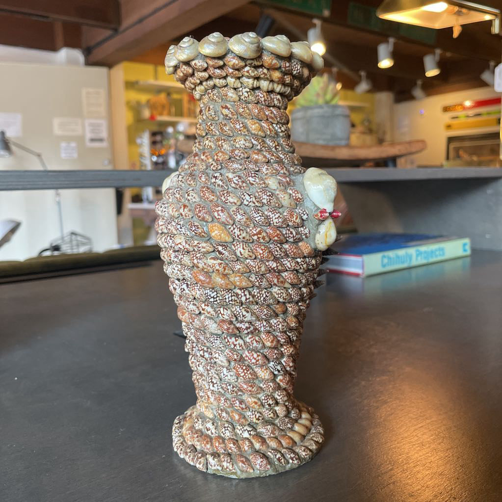 Asian Shell Vase with Dragon