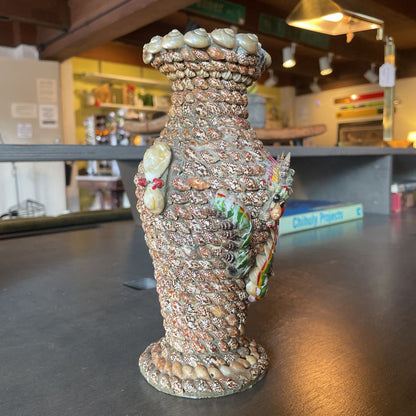 Asian Shell Vase with Dragon
