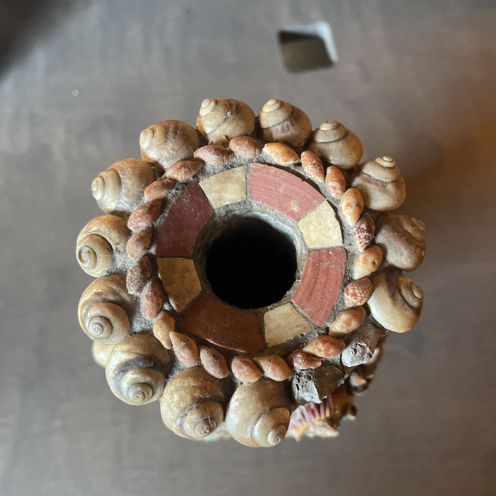 Asian Shell Vase with Dragon