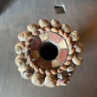 Asian Shell Vase with Dragon