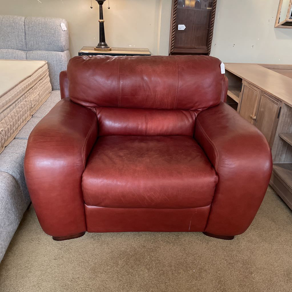 Red Leather Seat and a Half U ACCENT CHAIRS