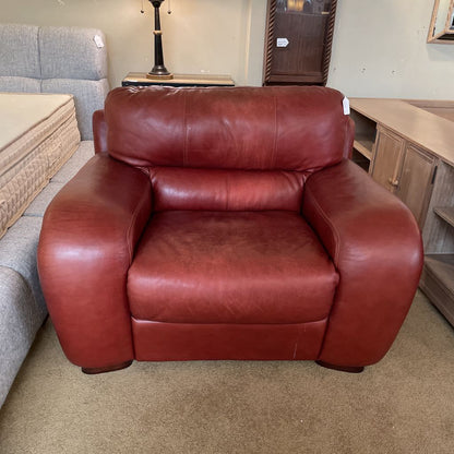 Red Leather Seat and a Half U ACCENT CHAIRS