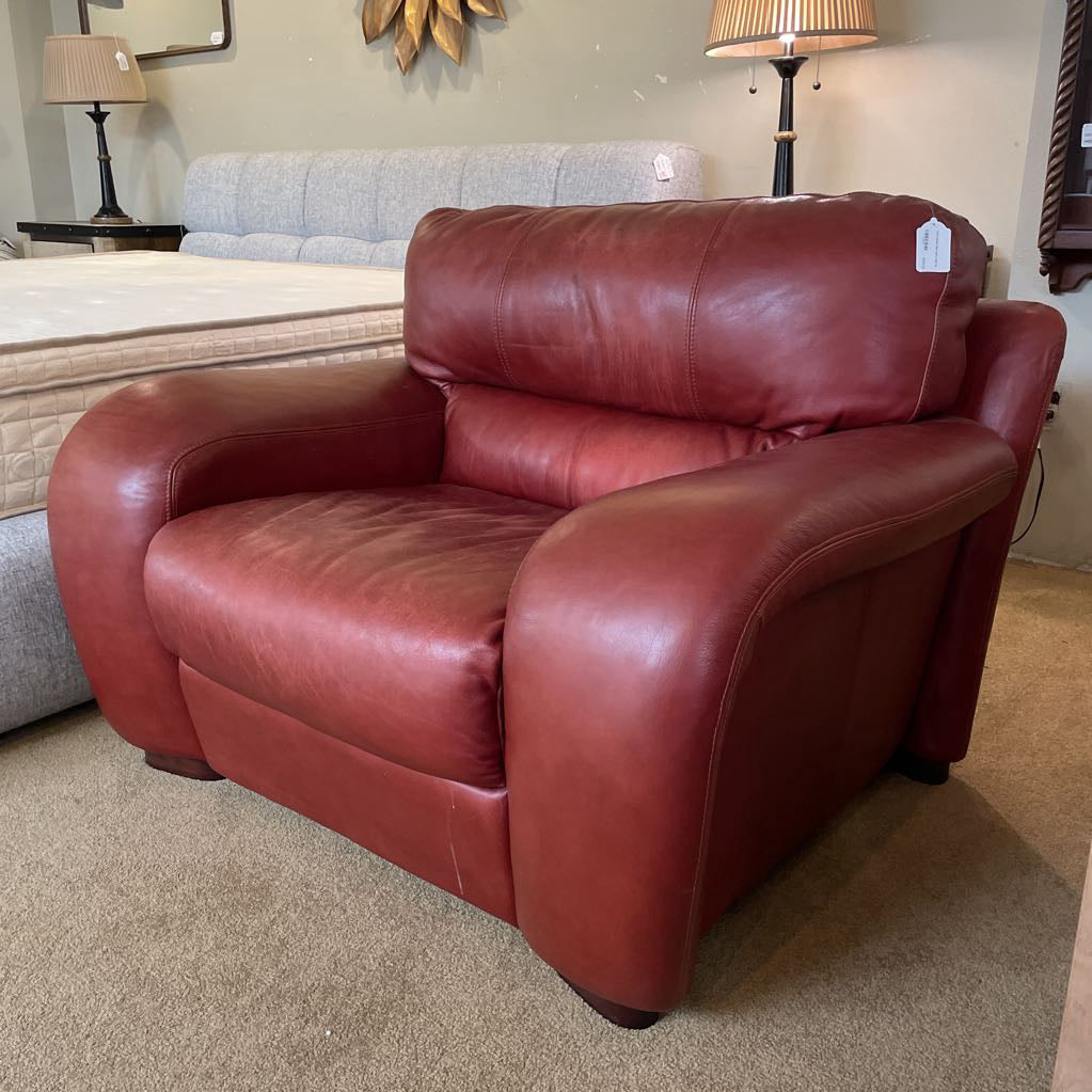 Red Leather Seat and a Half U ACCENT CHAIRS