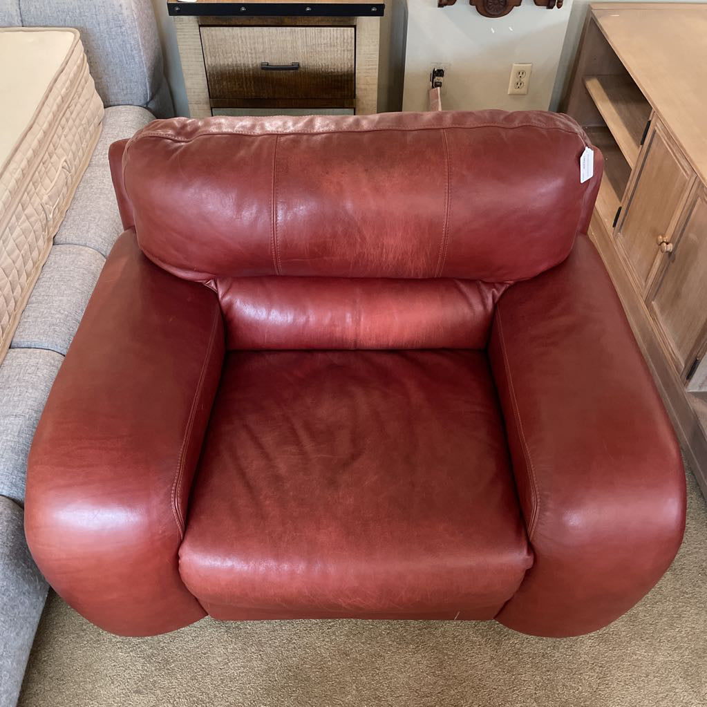 Red Leather Seat and a Half U ACCENT CHAIRS