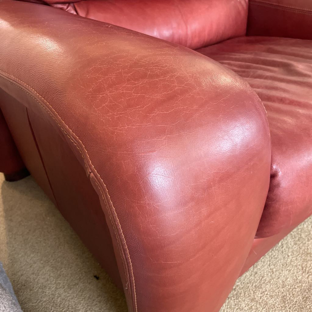 Red Leather Seat and a Half U ACCENT CHAIRS