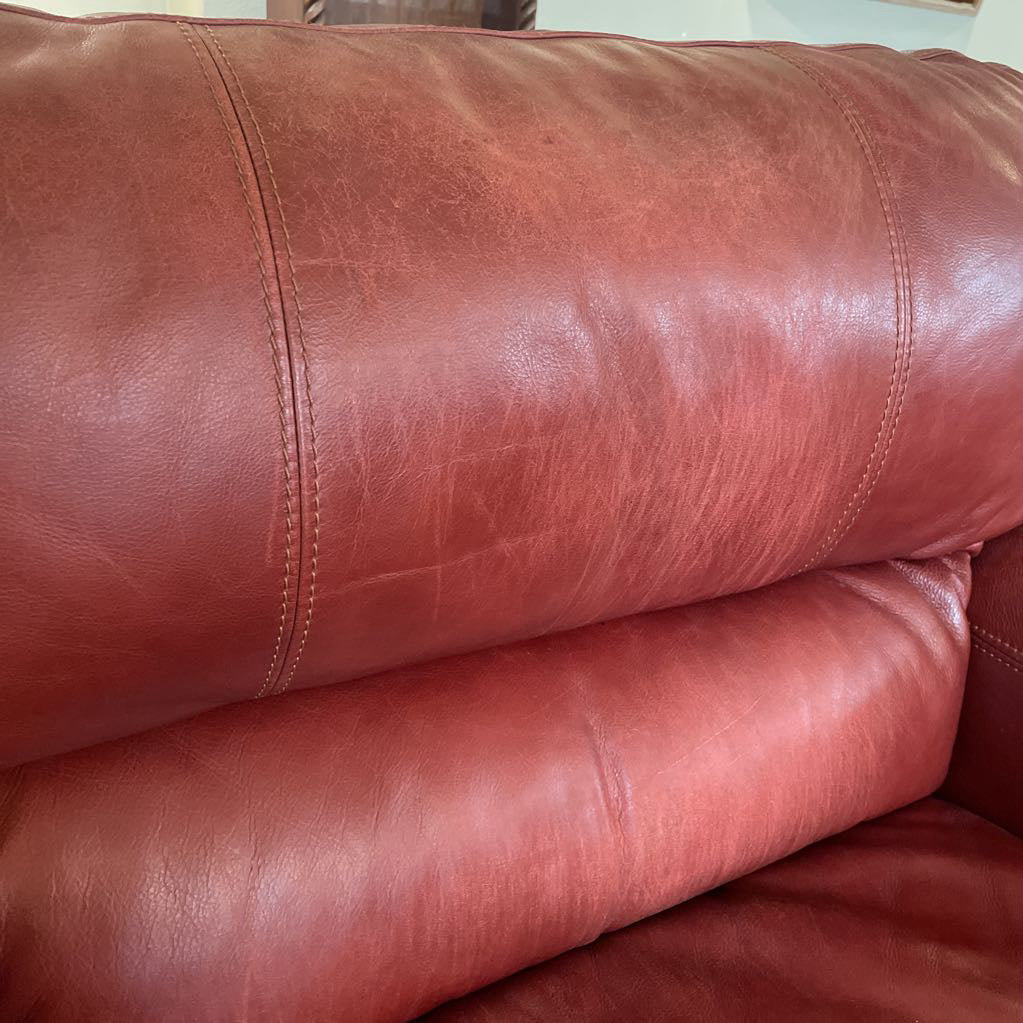 Red Leather Seat and a Half U ACCENT CHAIRS