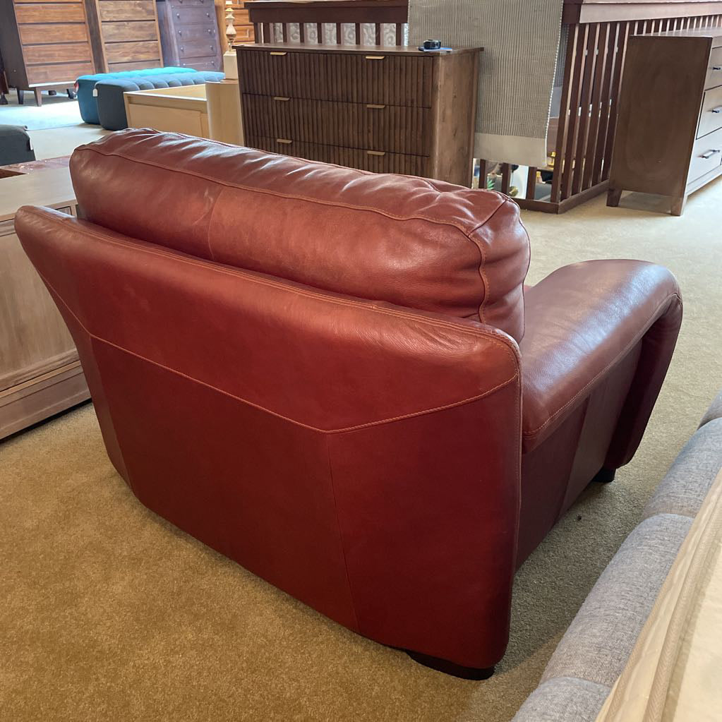 Red Leather Seat and a Half U ACCENT CHAIRS