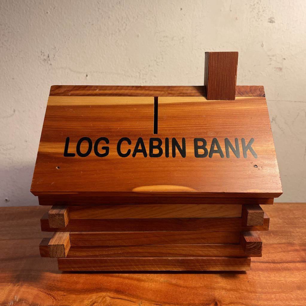Log Cabin Wooden Bank