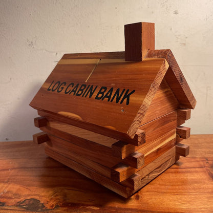 Log Cabin Wooden Bank